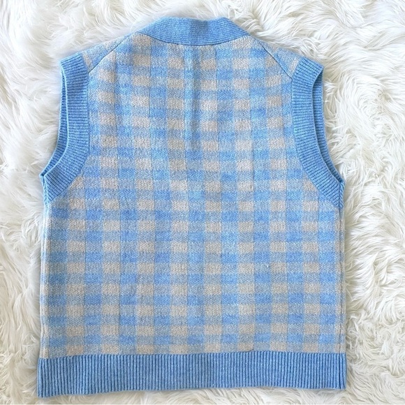 ZARA BLOGGER’S Favourite PLAID CHECK KNIT VEST With RHINESTONE BUTTONS S - Picture 13 of 16
